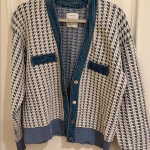 Sandro Blue and White Houndstooth Women's Jacket